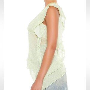 Forever 21 floral chiffon top in green. Size M NWT